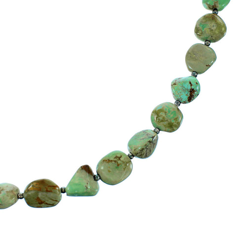 Genuine Sterling Silver And Kingman Turquoise Navajo Bead Necklace Jewelry SX106686